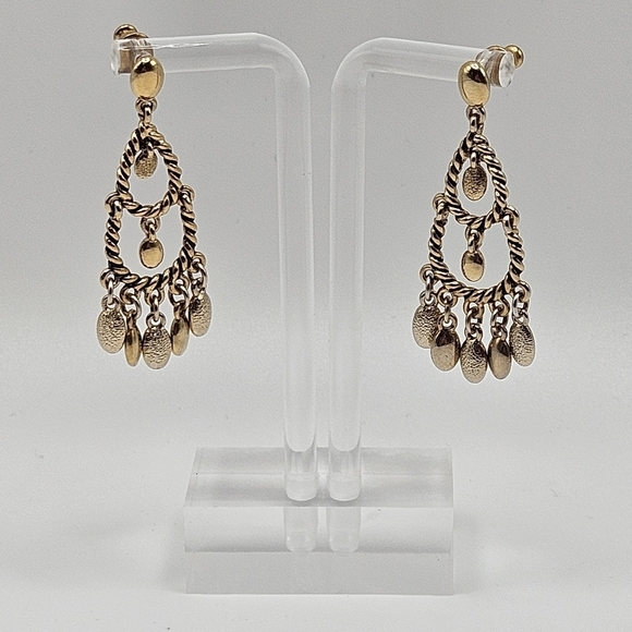 VINTAGE Napier Gold Plated Chandelier Dangle Earrings - Picture 6 of 6